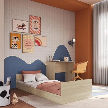Imagem de Cama Infantil Montessoriana Multifuncional Com Escrivaninha Integrada Carvalho Araguaia