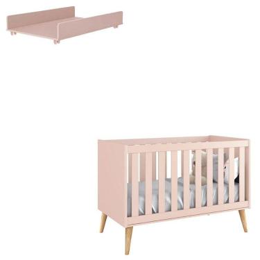 Imagem de Berço Americano Theo Com Trocador Juju Rosa Natural - Reller