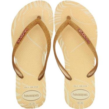 Imagem de Chinelo De Dedo Havaianas Slim Glitter Edge Feminino, Bege, 39/40