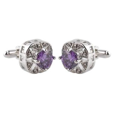 Imagem de Cufflinks, elegante zircão roxo para homens, liga de esmalte - yiweisa