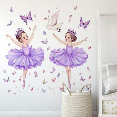 Imagem de Adesivo de parede Ballet Girl and Swan Decalques autoadesivos de PVC -