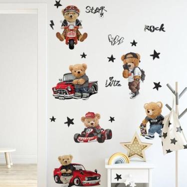 Imagem de Adesivos de parede Cartoon Bear, decalque de PVC, 30x90cm, quarto de c
