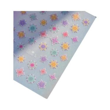 Imagem de Adesivo De Unha 5D Colorido Boêmio Com Coração, Lua, Pérola E Strass, 