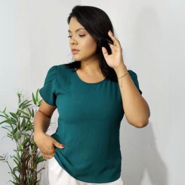 Imagem de Blusa Feminina Manga Princesa Tulipa Crepe Duna Nova Aurora, Verde pet