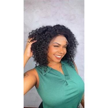 Imagem de Peruca Lace Front Cabelo Humano Cacheado Malia - 35cm - Castanho Escur