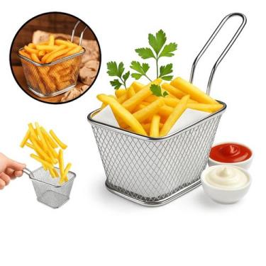 Imagem de 10 Mini Cestos de Metal P/ Servir Porções Fritas Petiscos - Floripa