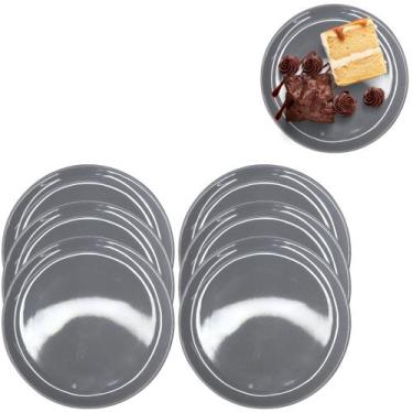Imagem de Jogo 6 Pratos Raso em Melamina Resistente 20cm Cinza Jantar - Fx