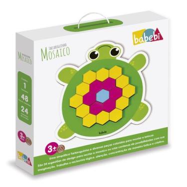 Imagem de Mosaico Tartaruguinha Babebi Brinquedo Educativo Em Madeira