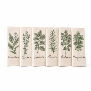 Imagem de Kit 6 Panos De Copa Guardanapo Cozinha Pano de Prato Rústico Temperos 
