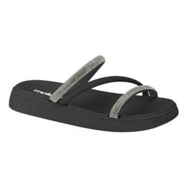 Imagem de Sandália Moleca Papete Feminina com Brilho Strass Flatform 5469.121, 3
