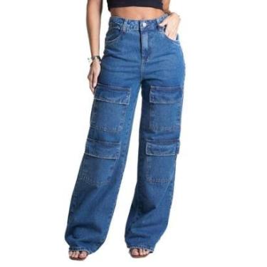 Imagem de Calça Jeans Sawary Wide Leg - 281714 - Azul medio 46-Feminino