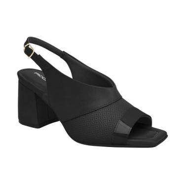Imagem de Sandália Feminina Piccadilly Salto Alto Bloco Sling Back, 35, Preto