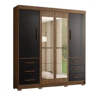 Imagem de Guarda-Roupa Casal Com Espelhos 4 Portas 6 Gavetas Estrela - Moveis Ma
