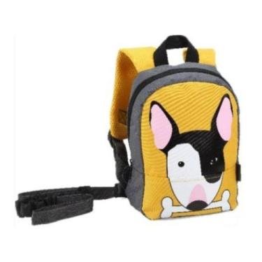 Imagem de Mochila Escolar Passeio P Denlex DL0592 Cachorrinho Pitbull, Cinza