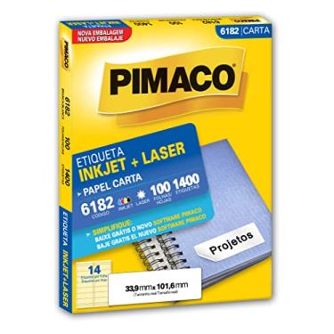 Imagem de Etiqueta Adesiva Pimaco, Ink-Jet/Laser Carta, 6182, Branca, 33.9x101.6mm, embalagem com 100 fls-1400 etiquetas, 874772