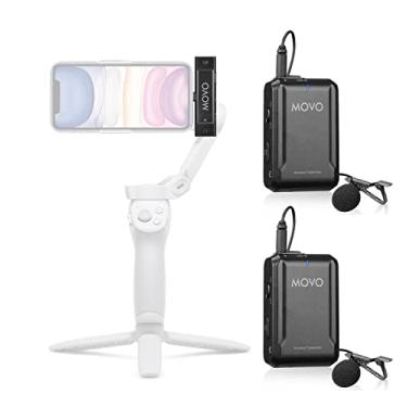 Imagem de Movo Edge-DI-Duo Wireless Lavalier para iPhone - Microfone Lav Compacto Perfeito para Estabilizador de Gimbal de Smartphone - Ótimo para Vlogging, Filmagem, Professores e Mais - Compatível com DJI Osmo OM 4, 5