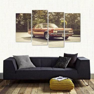 Imagem de Quadro Decorativo Carro Antigo Vintage Em Tecido 4 Peçase