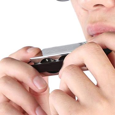 Imagem de EBTOOLS Boca Órgão Chave de A, Blues Harmonica 10 Furos Resina ABS Aço Inoxidável com Pano Gaita Presente para Crianças (Preto)
