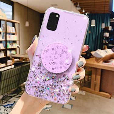 Imagem de Capa de telefone de folha de prata brilhante brilho para samsung galaxy s21 s20 fe s22 ultra s10 lite s10e s9 s8 plus capa de silicone macio, roxo, para s22 plus