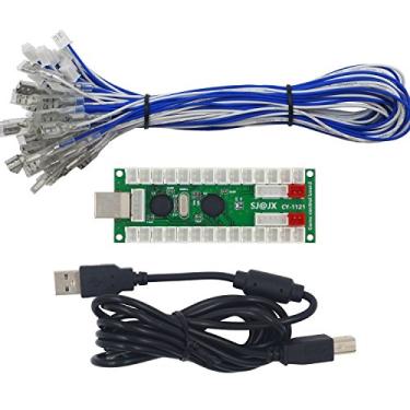 Imagem de SJJX 2 jogadores jogo de arcade, kit faça você mesmo, codificador USB, controle joystick para torta retrô Raspberry Pi MAME PC