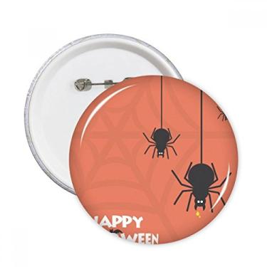 Imagem de Ilustração de aranha de inseto preto com teia de aranha e pinos redondos, emblema, acessório, decoração, 5 peças