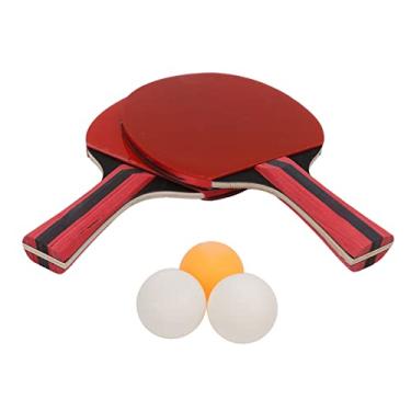 Imagem de Raquete e Bola de Tênis de Mesa, Conjunto de Bolas de Pingue-pongue, Borracha de Madeira, Aderência Confortável, Flexibilidade (Vermelho)