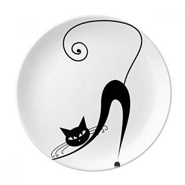 Imagem de Black Cat Stretch Halloween Animal Art Silhouette Sobremesa Prato Decorativo Porcelana 20,32 cm Jantar Casa