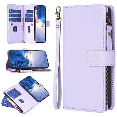 Imagem de Capa Carteira 2 In 1 Wallet Case Compatible With MOTO E13/4G,Premium Leather Magnetic Zipper Pouch Wristlet Flip Phone Cover with [Card Slots][Wrist Strap][Money Pocket] (Color : Purple)