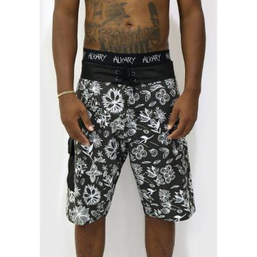 Imagem de Bermuda Água Alkary Surf Praia Flores Desenhos Preta-Masculino