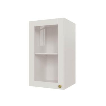 Imagem de Armário Aéreo 1 Portas 40cm com Porta de Vidro Arizona Cabecasa Madeiramadeira Branco