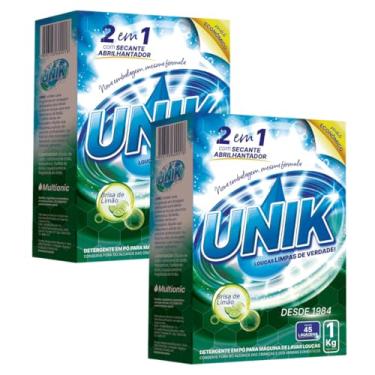 Imagem de Kit 2Kg Detergente Sabão Pó Máquina Lavar Louça Abrilhantador Brisa Limão