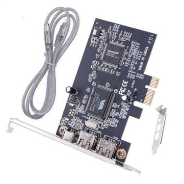 Imagem de 1 adaptador IEEE 1394 externo 2 x 6 pinos + 1 x placa de expansão de 4 pinos, 3 portas 1394A Firewire cartão de expansão PCI Express