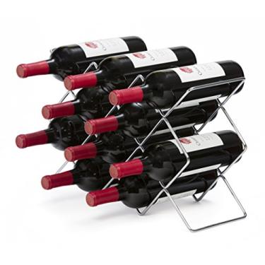 Imagem de Mango Steam Elegante suporte para rack de vinho de 10 garrafas para armazenamento de bancada e geladeira - cromado prateado