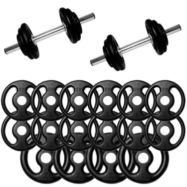 Imagem de Kit Halteres De Anilhas E Barras Fitness - 20kg - 22 Peças