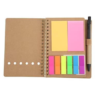 Imagem de Caderno Universitário Reutilizável, Portátil, Simples, Bobina Dupla, Couro, Bloco de Notas Com Caneta Rt para ônibus, Papelaria, Escritório, Diário, Livro, Anotações, Notebook