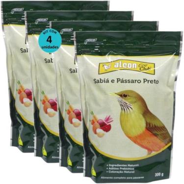 Imagem de Alcon eco club sabiá e pássaro preto 300g kit com 4 ração para pássaro