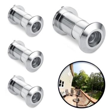 Imagem de LOYORTY 4 Peep Holes de metal sólido para porta, câmeras Peep Hole de 200 graus para porta da frente, visor de porta com capa de privacidade rotativa resistente para portas de 3 a 8 cm