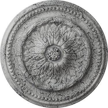 Imagem de Ekena Millwork Medalhão de teto Chester, Crackle branco ultra puro