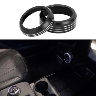 Imagem de TUCKBOLD Anel de cobertura de botão de controle de mudança de marchas de volume de mídia para Ford Mach-E 2021-2024 resistente | Acabamento interior decalque preto 2 peças