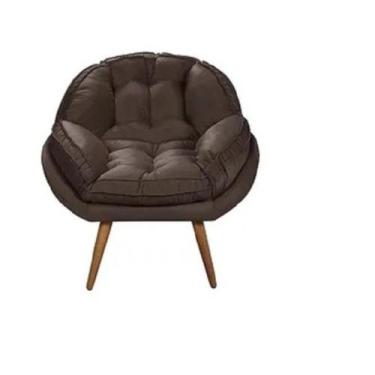Imagem de Poltrona Decorativa Califórnia Em Tecido Suede Pés Madeira - Neros Int