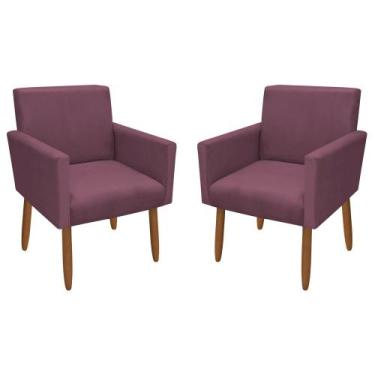 Imagem de Kit 2 Poltronas Decorativa Nina Pés Palito Veludo Lilas Chamby Móveis