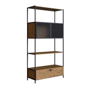 Imagem de Estante 2 Portas 1 Gaveta 90cm York Aço Expandido Industrial Artesano