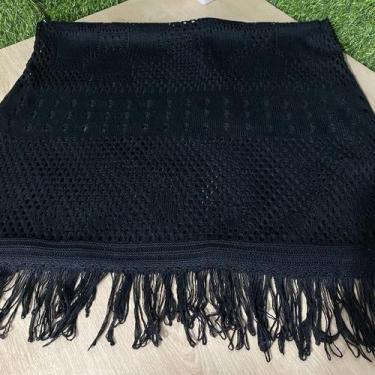 Imagem de Saida De Praia  Luxo Vestido Curto Tricot Babado De Franja Com Fenda L
