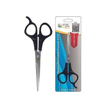 Imagem de Tesoura Cabelo Profissional Fio Laser 6.75" Aço Inox NYBC Preta - NYBC