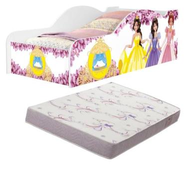 Imagem de Mini Cama Infantil Juvenil Carro Com Proteção Lateral Adesivada MDF De