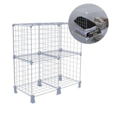 Imagem de Estante de Livros e Disco de Vinil LPs 4 Nichos 40x40cm Balcão Aramado