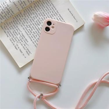 Imagem de Capa de silicone com cordão e alça para colar transversal para OnePlus 10 9 9R 9RT 8 7 7T Pro Nord CE 2 5G, rosa, para OnePlus 7