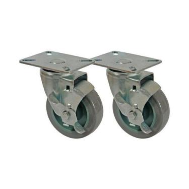 Imagem de Kit 2 un roda rodízio giratório freio pvc bp 3 pol 75mm - AJAX