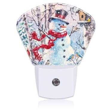 Imagem de Uiaoiais Luz Noturna Retrô De Boneco Neve Natal Para Crianças, Led, Plugável Na Parede Com Sensor Anoitecer Ao Amanhecer, Meninos E Meninas, Decoração Quarto, Corredor, Cozinha, Banheiro Escadas