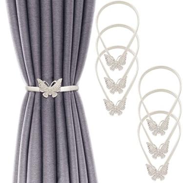 Imagem de LLPMutu Pacote Com 6 Presilhas Para Cortinas, Amarrações Em Liga De Alumínio Design Mola, Folhas Esculpidas Costas Decoração Estilo Moderno (Borboleta Prateada)